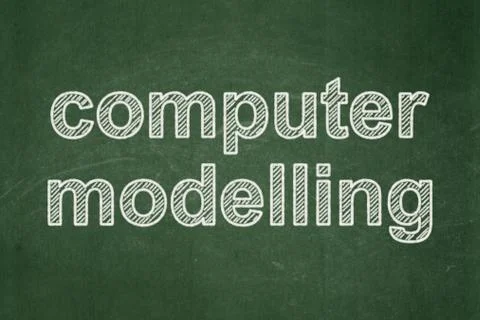 Science concept: Computer Modelling on chalkboard background Illustrazione stock