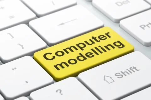 Science concept: Computer Modelling on computer keyboard background 库存插图
