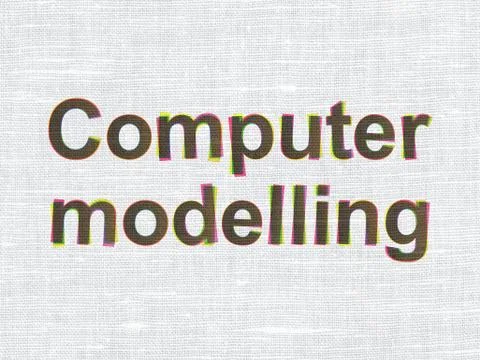 Science concept: Computer Modelling on fabric texture background Stock Illustration