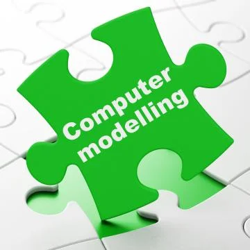 Science concept: Computer Modelling on puzzle background Illustrazione stock