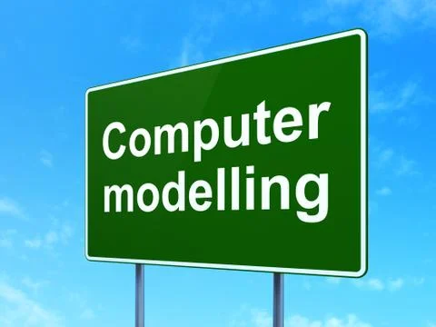 Science concept: Computer Modelling on road sign background 库存插图