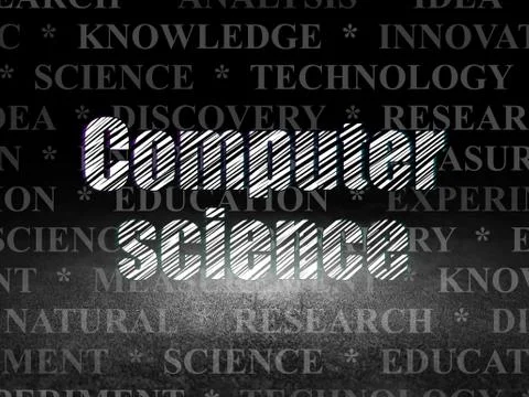 Science concept: Computer Science in grunge dark room 库存插图
