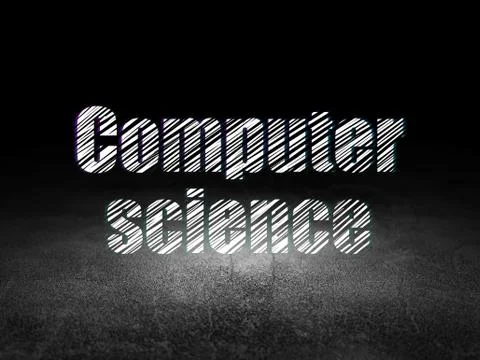 Science concept: Computer Science in grunge dark room 库存插图