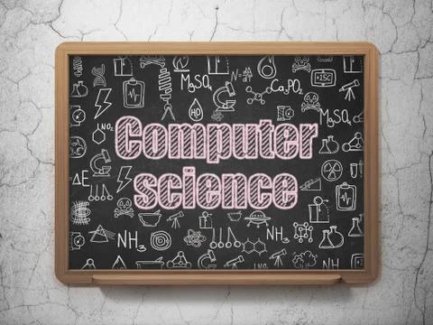 Science concept: Computer Science on School board background Illustrazione stock