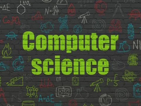 Science concept: Computer Science on wall background Stock Illustration