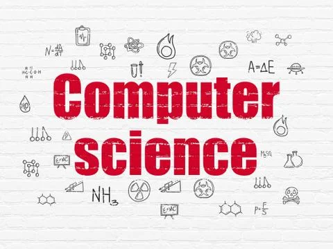 Science concept: Computer Science on wall background Stock Illustration