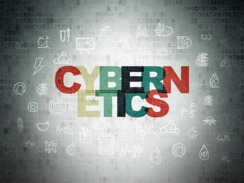 Science concept: Cybernetics on Digital Data Paper background 스톡 일러스트