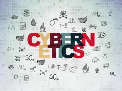 Science concept: Cybernetics on Digital Data Paper background イラスト素材