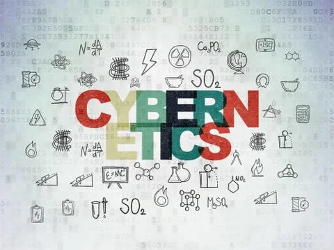 Science concept: Cybernetics on Digital Data Paper background イラスト素材