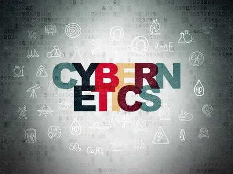 Science concept: Cybernetics on Digital Data Paper background 스톡 일러스트