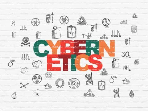 Science concept: Cybernetics on wall background Ilustración de archivo