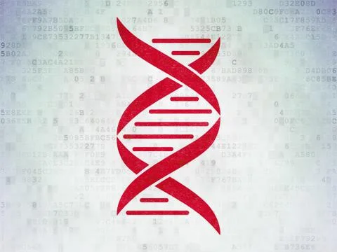 Science concept: DNA on Digital Data Paper background Illustrazione stock