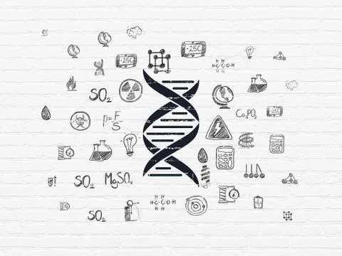 Science concept: DNA on wall background Ilustración de archivo