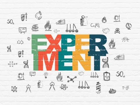 Science concept: Experiment on wall background Ilustración de archivo