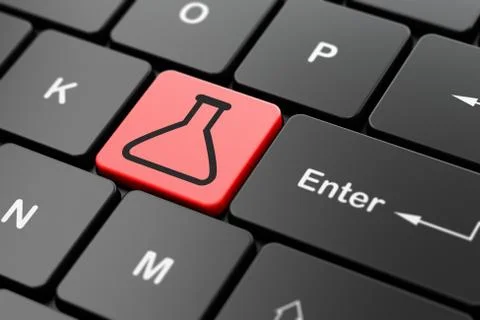 Science concept: Flask on computer keyboard background 库存插图