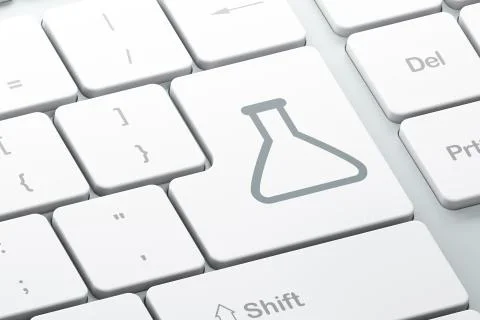 Science concept: Flask on computer keyboard background Stock Illustration