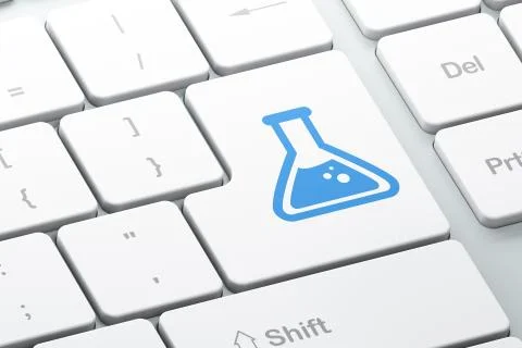 Science concept: Flask on computer keyboard background Stock Illustration