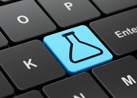 Science concept: Flask on computer keyboard background Stock Illustration