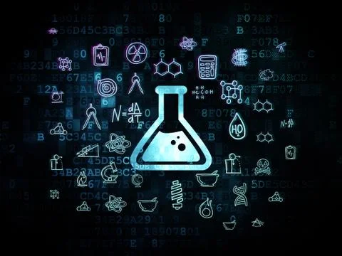 Science concept: Flask on Digital background Stock Illustration