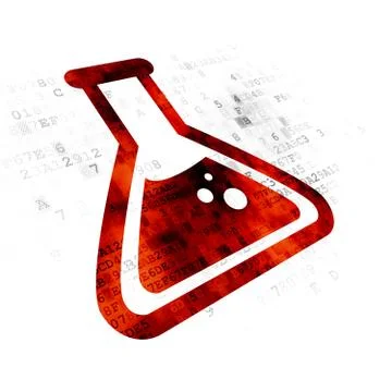 Science concept: Flask on Digital background Illustrazione stock