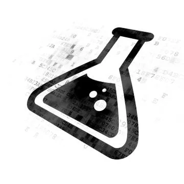 Science concept: Flask on Digital background Illustrazione stock
