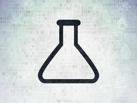 Science concept: Flask on Digital Data Paper background イラスト素材