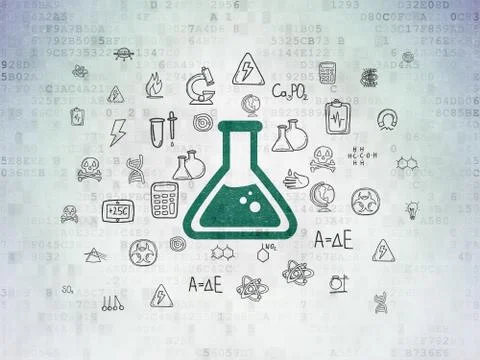Science concept: Flask on Digital Data Paper background Illustrazione stock