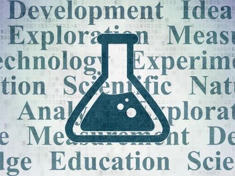 Science concept: Flask on Digital Data Paper background Illustrazione stock