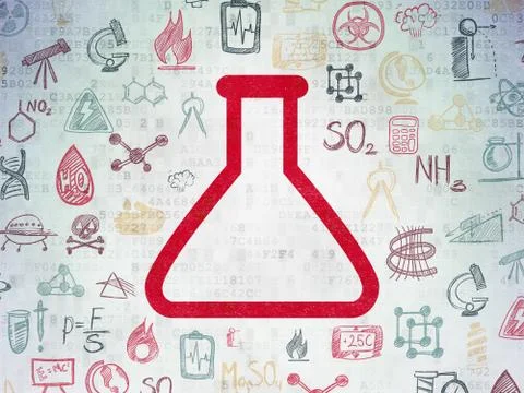 Science concept: Flask on Digital Data Paper background 스톡 일러스트