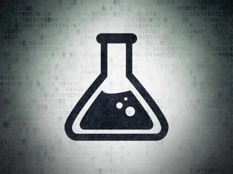 Science concept: Flask on Digital Data Paper background Stock Illustration
