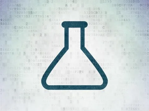 Science concept: Flask on Digital Data Paper background イラスト素材