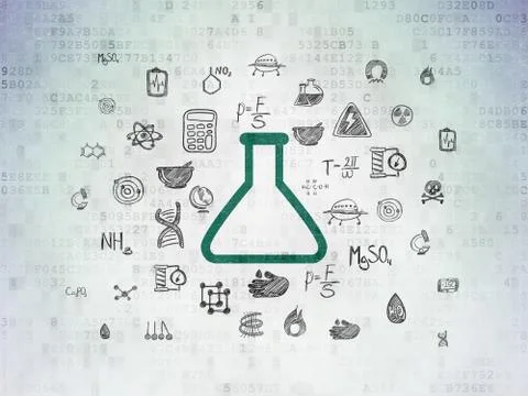 Science concept: Flask on Digital Data Paper background Illustrazione stock