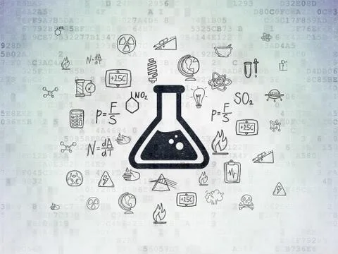 Science concept: Flask on Digital Data Paper background Illustrazione stock
