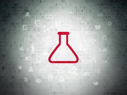 Science concept: Flask on Digital Data Paper background イラスト素材