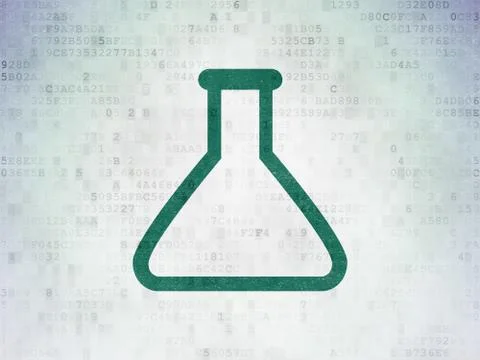 Science concept: Flask on Digital Data Paper background イラスト素材