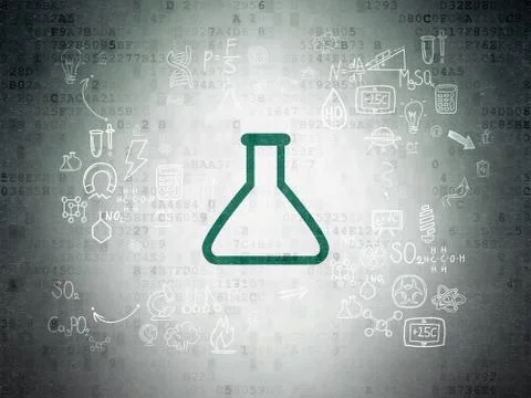 Science concept: Flask on Digital Paper background 스톡 일러스트