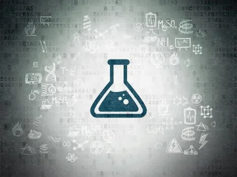 Science concept: Flask on Digital Paper background Stock Illustration