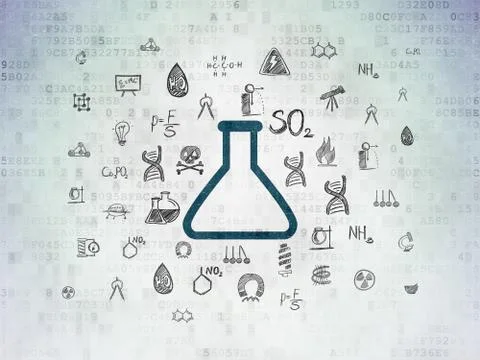 Science concept: Flask on Digital Paper background Stock-Illustration