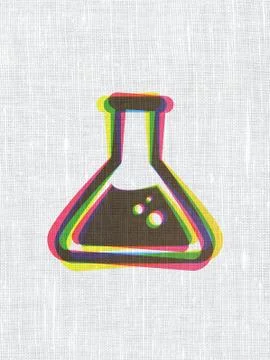 Science concept: Flask on fabric texture background Stock Illustration