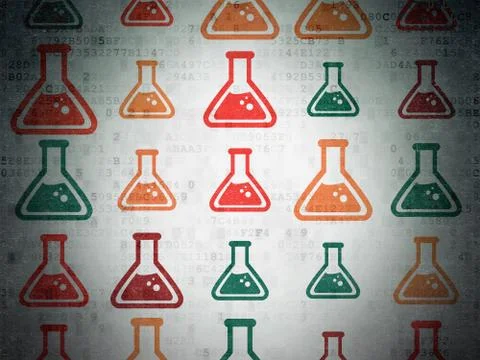 Science concept: Flask icons on Digital Paper background Stock Illustration