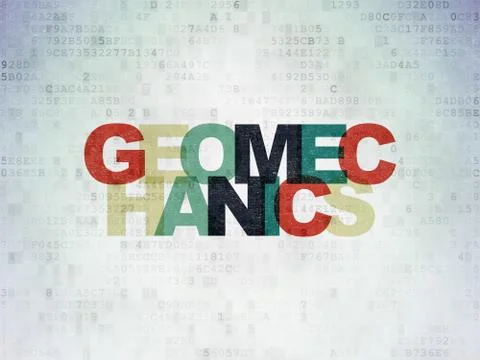Science concept: Geomechanics on Digital Data Paper background Illustrazione stock