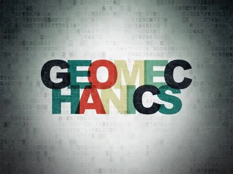 Science concept: Geomechanics on Digital Data Paper background Illustrazione stock