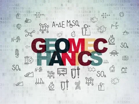 Science concept: Geomechanics on Digital Data Paper background 스톡 일러스트