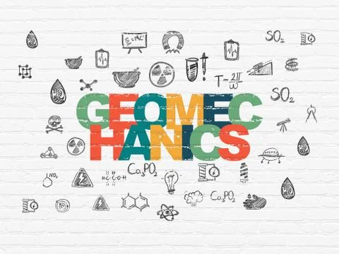 Science concept: Geomechanics on wall background Ilustración de archivo