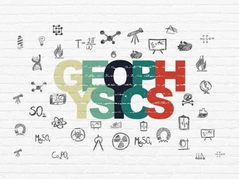 Science concept: Geophysics on wall background Ilustración de archivo