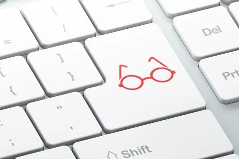 Science concept: Glasses on computer keyboard background 스톡 일러스트
