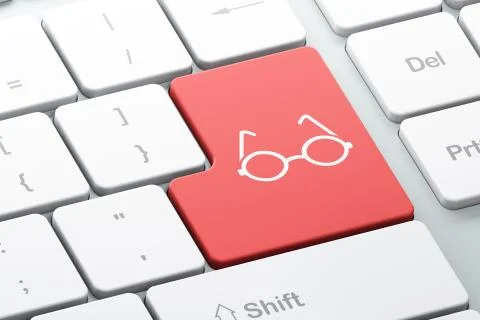 Science concept: Glasses on computer keyboard background Stock Illustration