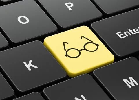 Science concept: Glasses on computer keyboard background Stock Illustration