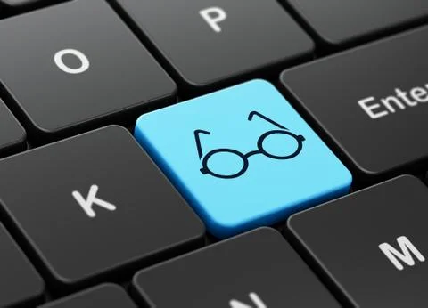 Science concept: Glasses on computer keyboard background 스톡 일러스트