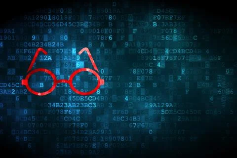 Science concept: Glasses on digital background Illustrazione stock